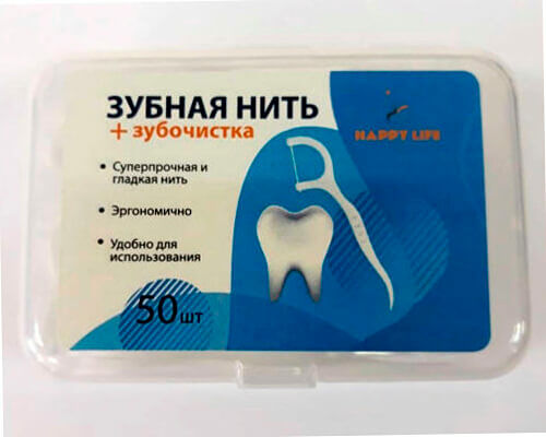 Зубная нить + зубочистка Happy Life 50 шт