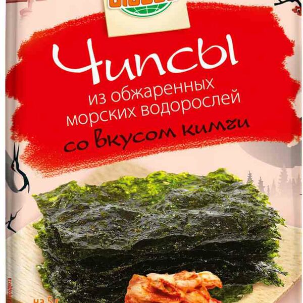Чипсы из обжаренных морских водорослей Глобус со вкусом кимчи