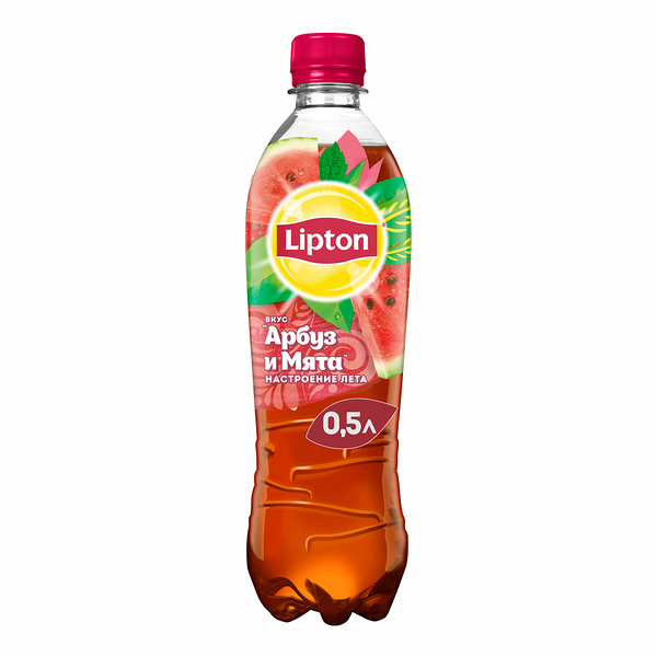 Напиток LIPTON Холодный черный чай со вкусом арбуза и мяты негазированный, 0.5л