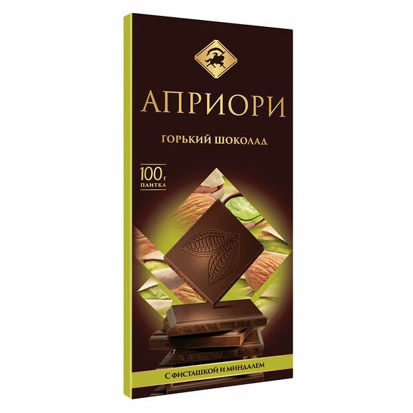 Шоколад горький Априори с фисташкой и миндалём, 100г