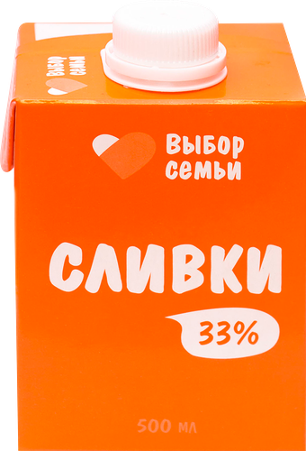 Сливки ультрапастеризованные Выбор Семьи 33% без змж 500 мл