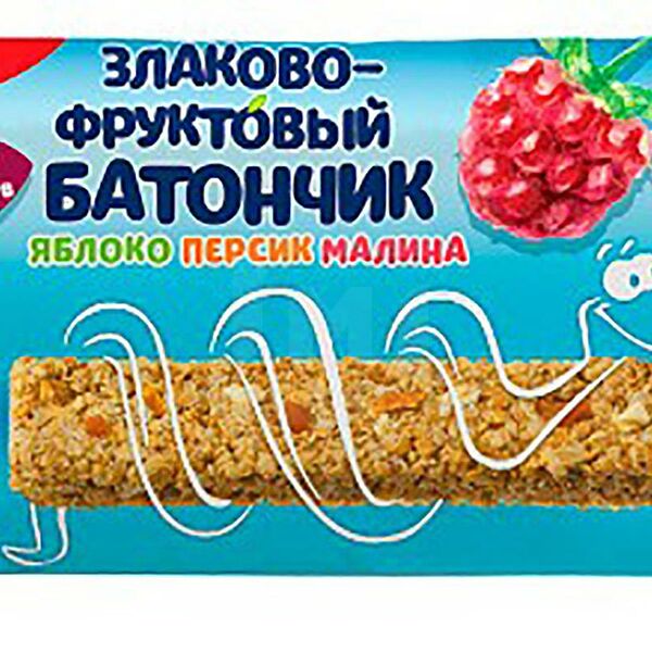 Батончик злаково-фруктовый ФрутоНяня Яблоко Персик Малина