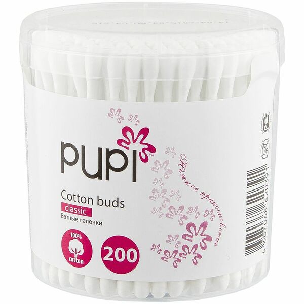 Палочки ватные Pupi 200шт