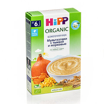 Каша безмолочная зерновая «Мультизлаки с тыквой и морковью» для детей с 6 месяцев, 200 г, Хорватия