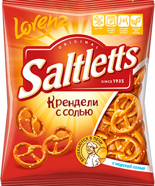 Мини-крендели Lorenz Saltletts с солью классические