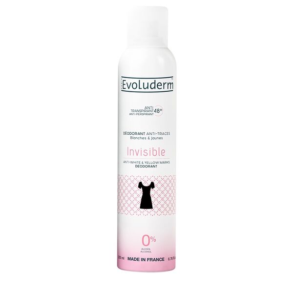 Део-спрей женский `EVOLUDERM` Invisible. Защита от белых и жёлтых пятен, 200 мл