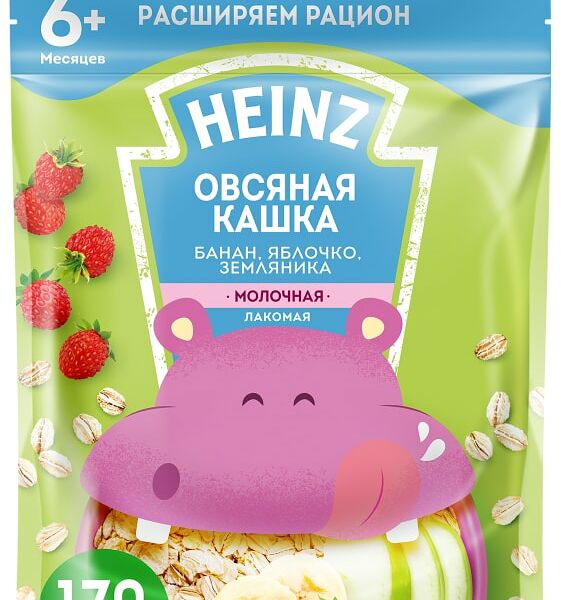 Каша Heinz Овсяная Лакомая Банан-Яблоко-Земляника с 6 месяцев 170г