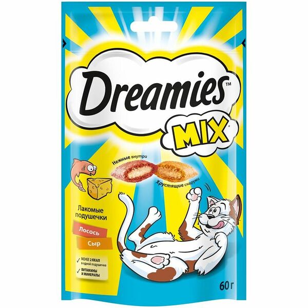 Лакомство Dreamies mis лосось сыр для кошек, 60г