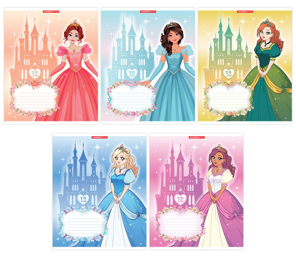 Тетрадь Academy Style в косую линейку А5, 12 л в ассортименте 1 шт