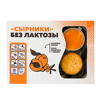 Сырники без лактозы с курагой и ягодным соусом 150г, Россия