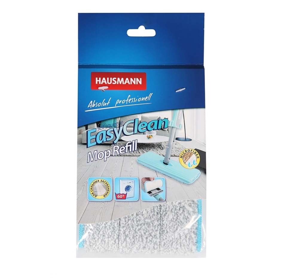 

Насадка сменная Hausmann Easy Clean из микрофибры 33х11 см, 1 шт