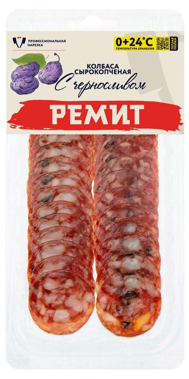 

Колбаса сырокопченая Ремит с черносливом нарезка 70 г
