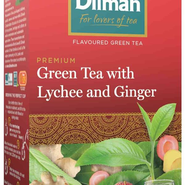 Чай зеленый Dilmah Lyche and Ginger, 20×1.5 г