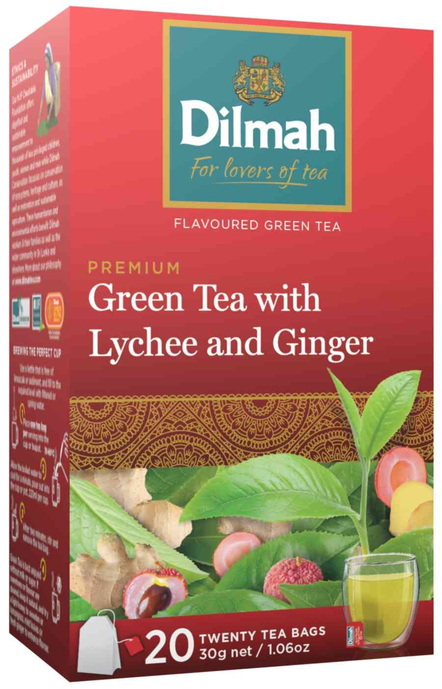 

Чай зеленый Dilmah Lyche and Ginger, 20×1.5 г