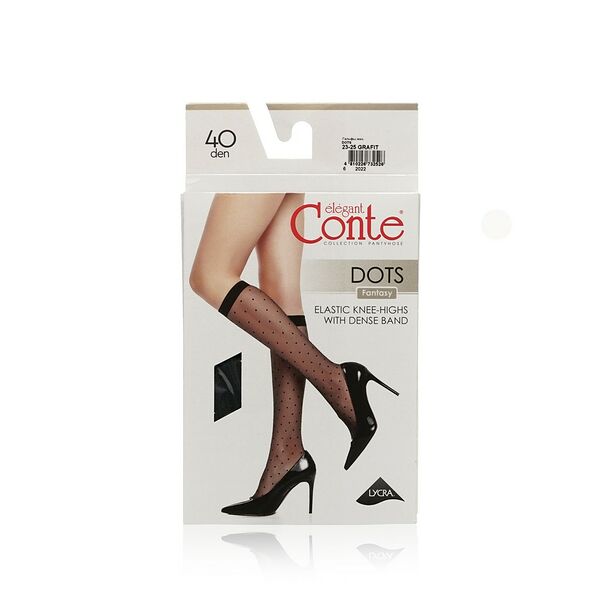 Женские капроновые гольфы Conte Fantasy , dots , Grafit , р.23-25