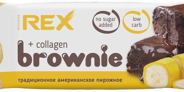 Пирожное ProteinRex Брауни банан протеиновое с коллагеном 50г
