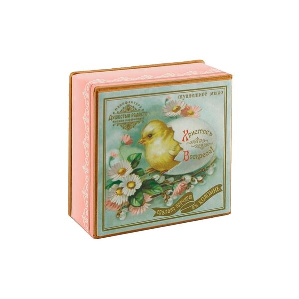 Мыло «Грёзы» в подарочной коробке «Христосъ воскресе!» с цыплёнком, «Душистыя радости», 100 г, Россия