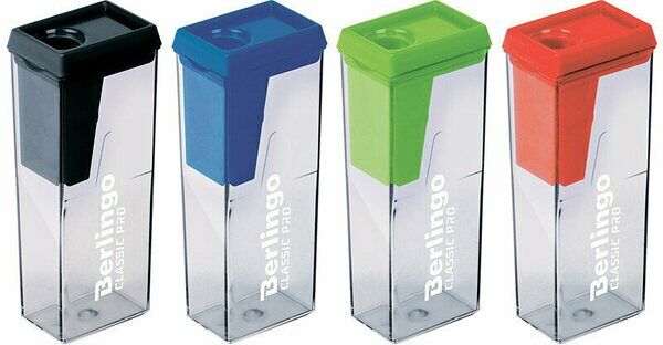 Точилка Berlingo Classic Pro пластиковая с контейнером 1 отверстие 1 шт в ассортименте