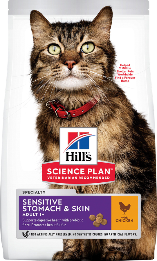 

Корм для взрослых кошек с чувствительным пищеварением и кожей старше 1 года Hill's Science Plan с курицей