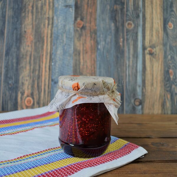 Ягоды свеже-протертые Малина в банке, 500мл