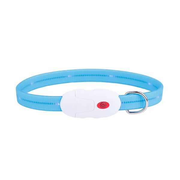 Ошейник для собак средних пород светящийся силикон голубой/зеленый 40 см
