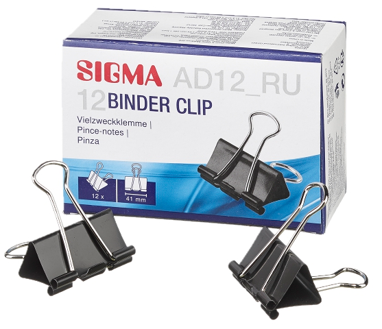 Зажим для бумаги 41 мм*12 шт ТМ Sigma (Сигма)