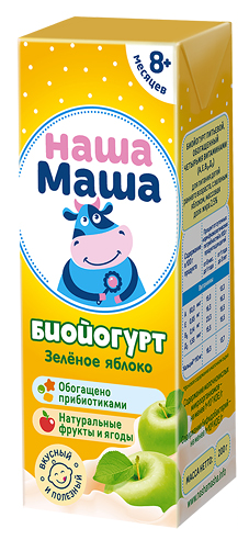 Биойогурт Наша Маша зеленое яблоко 2.5%, с 8 месяцев