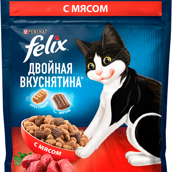 Сухой корм для кошек Felix Двойная вкуснятина с мясом
