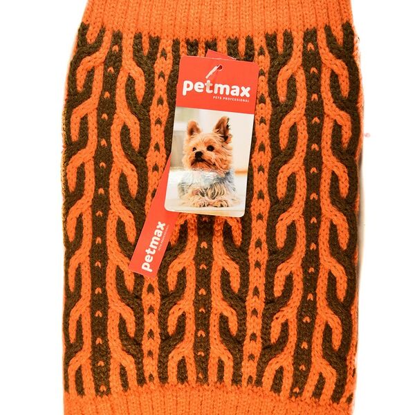 Свитер вязаный для собак S оранжевый (унисекс)