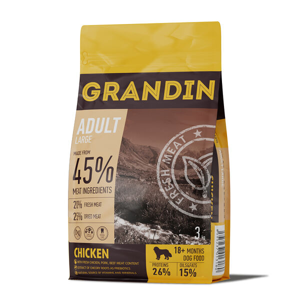 Сухой корм с курицей для собак Grandin Fresh Meat для крупных и гигантских пород