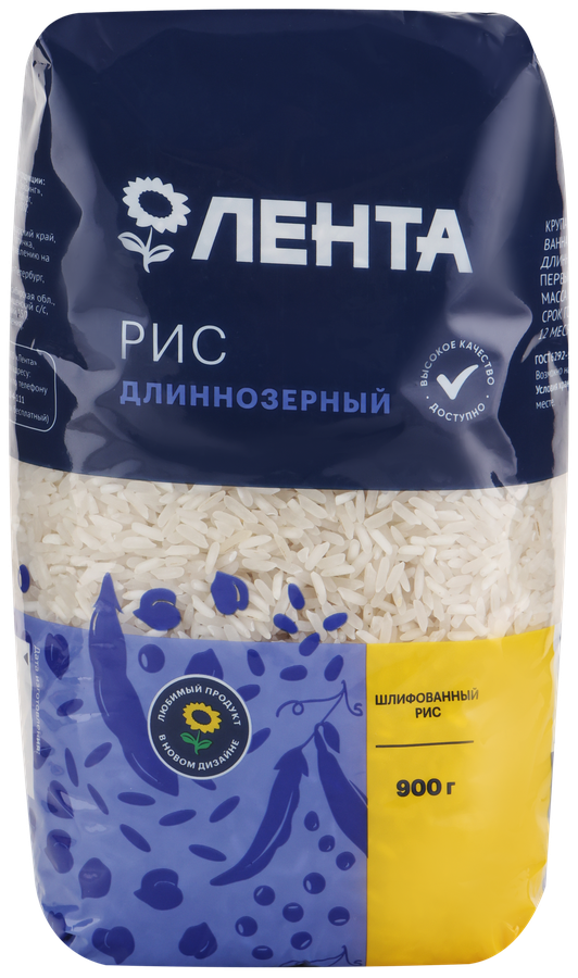 

Рис длиннозерный Лента 1-й сорт 900 г