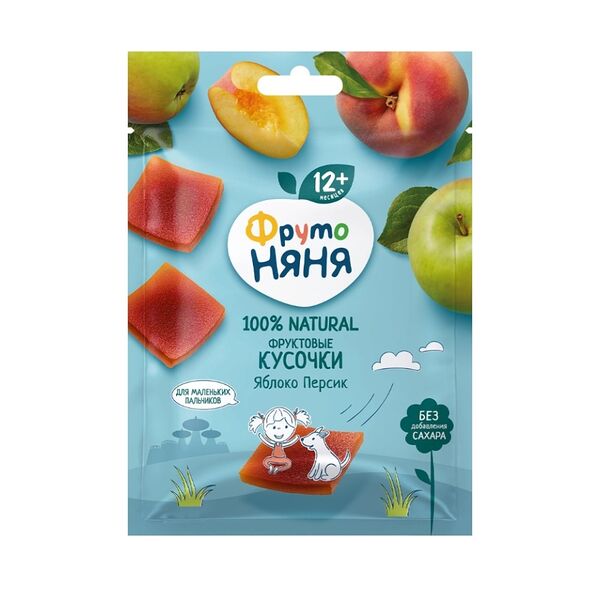 Фруктовые кусочки ФрутоНяня яблоко и персик с 12 месяцев 53 г