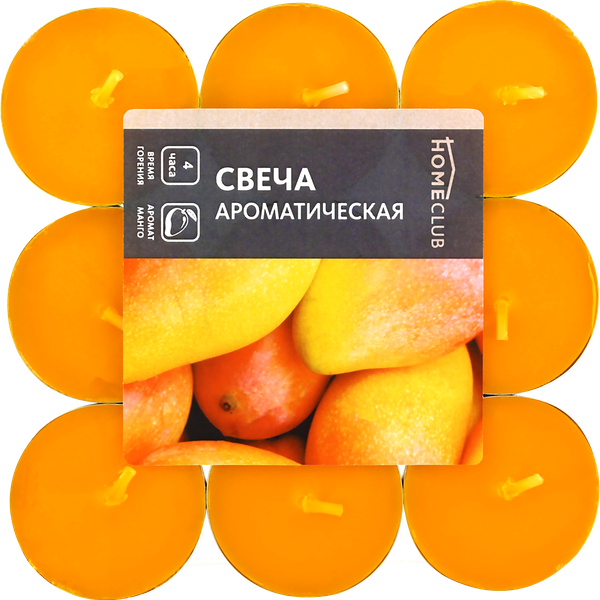 Свеча ароматическая чайная HOMECLUB Манго 9 шт