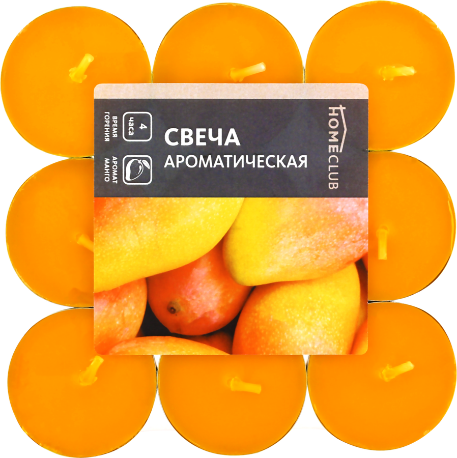 

Свеча ароматическая чайная HOMECLUB Манго 9 шт