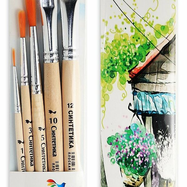 Набор кистей 'Хобби-4' №1,3,5,10,12, синтетика, 5 шт/уп, Артком