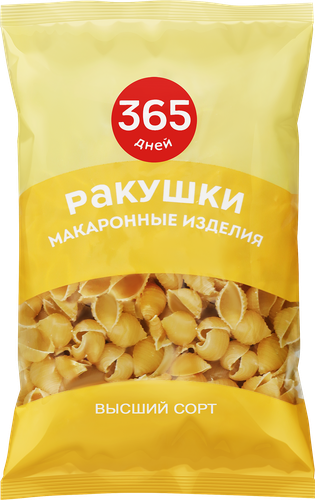 

Макароны 365 дней Ракушки группа В, высший сорт, 400г