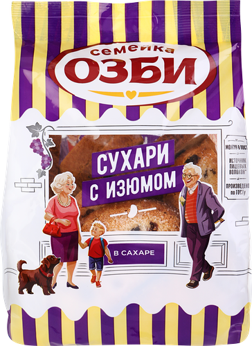 Сухари Семейка Озби сдобные с изюмом и сахаром 300г