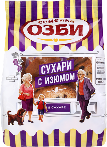 

Сухари Семейка Озби сдобные с изюмом и сахаром 300 г