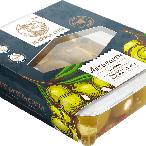 Антипасти BURENKA CLUB Оливки с мягким сыром в масле