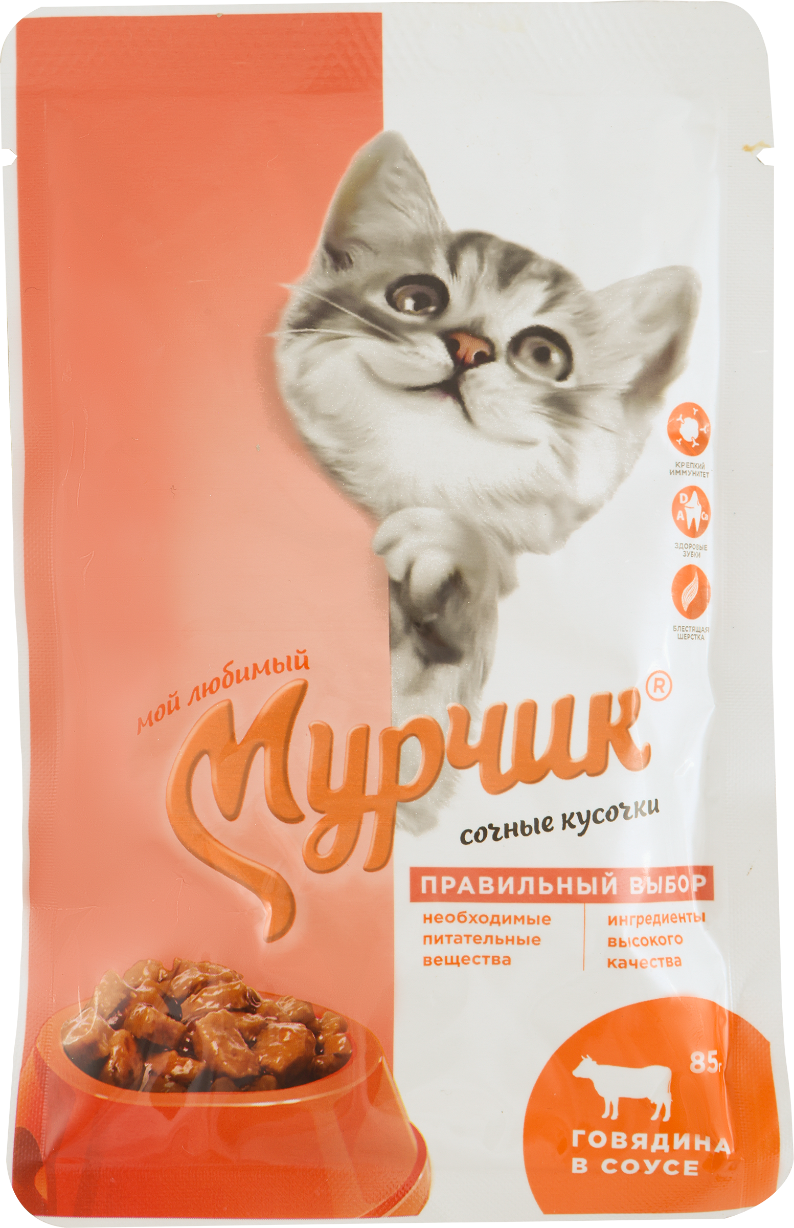 

Корм для взрослых кошек Мурчик Говядина консервированный 75 г