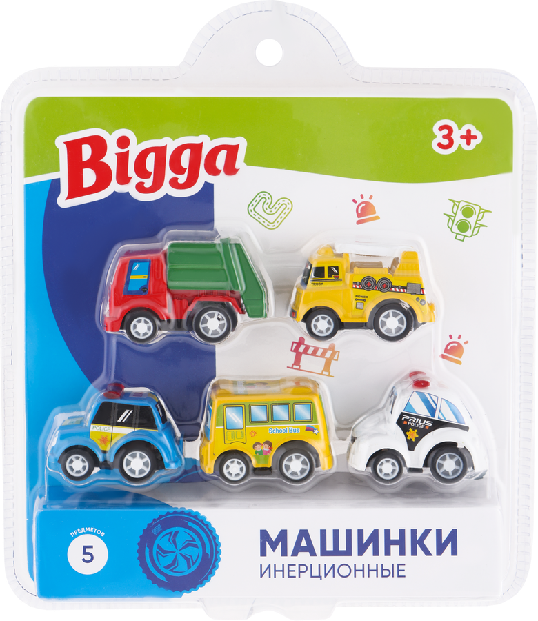 

Набор игровой BIGGA Машинки инерционные, 5шт в ассортименте