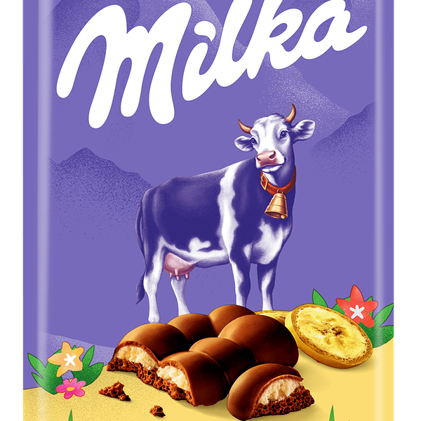 Шоколад Milka Bubbles молочный пористый с бананово-йогуртовой начинкой