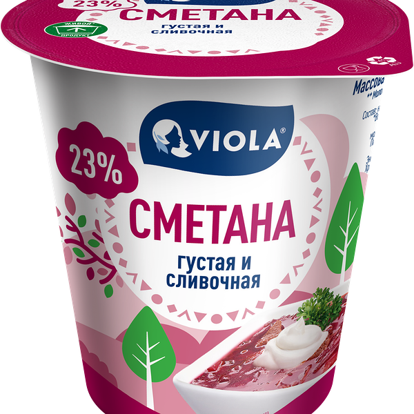Сметана VIOLA 23%, без змж, 315г