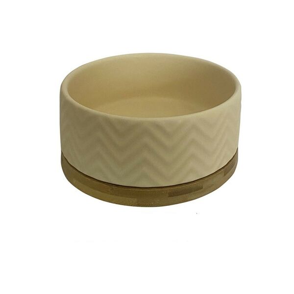 Миска для животных FOXIE Waves бежевая керамическая 13х13х6см 400мл