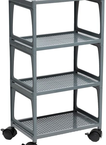 Этажерка Violet Лофт Mini 4-х ярусная на колесах серый 30*19.5*55.2см