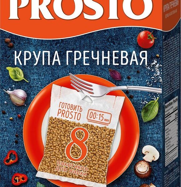 Гречка Prosto ядрица в пакетиках для варки, 8х62.5г