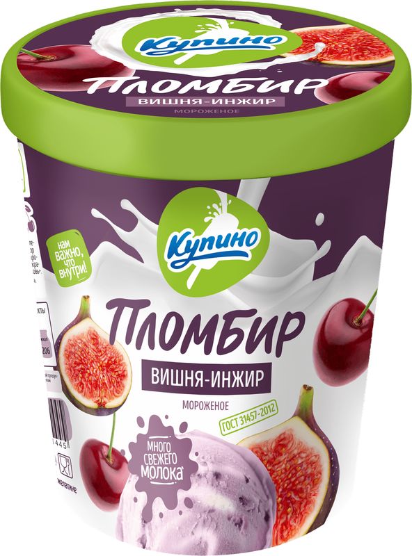 

Пломбир Купино Вишня-Инжир 12% 400г