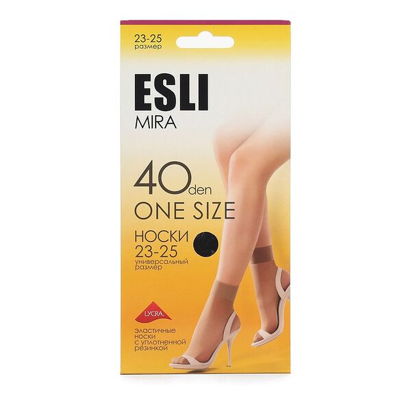 Носки женские Esli Mira, 40 den, цвет черный, размер универсальный