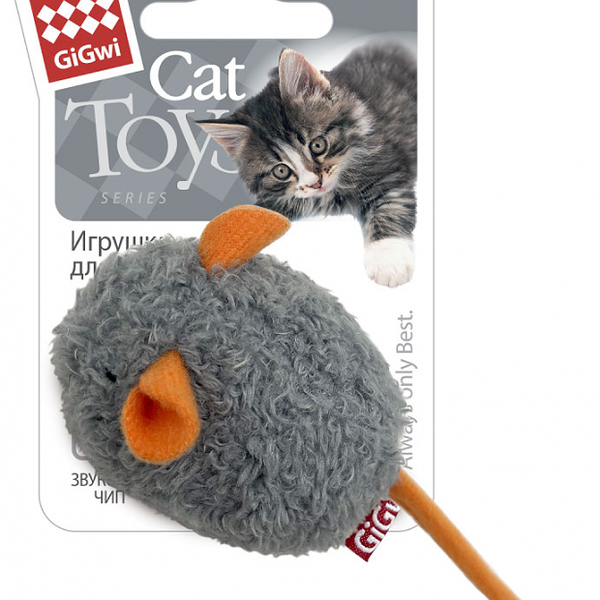 Игрушка для кошек Gigwi Мышка с чипом 6,5 см  цвета в ассортименте