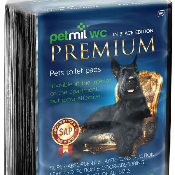 Пеленка-туалет с гелем 10 шт подстилка впитывающая черная 60х40 см